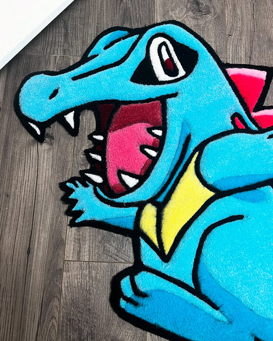 Custom Totodile Tufted Rug – Pokémon Water Starter rug