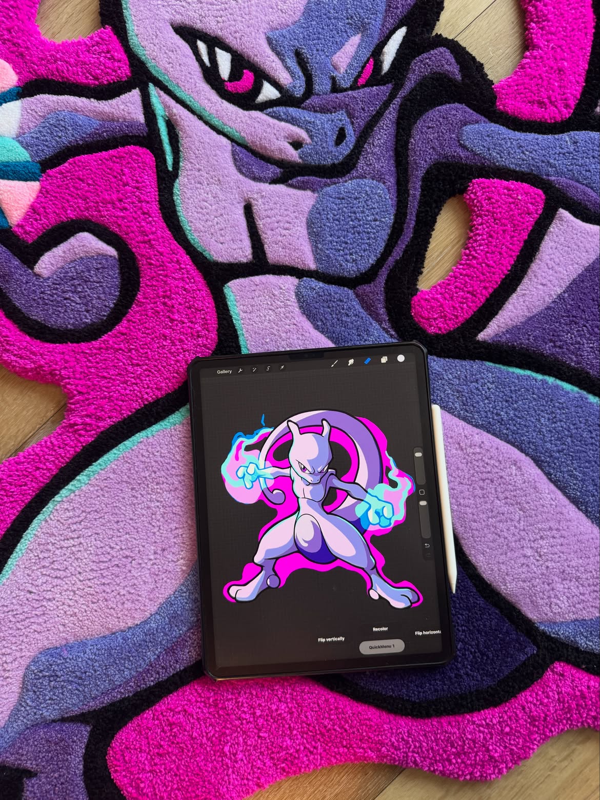 Giant Handmade Mewtwo Oversize Area Rug