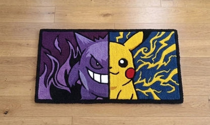 Gengar x Pikachu Split-Face Handmade Rug