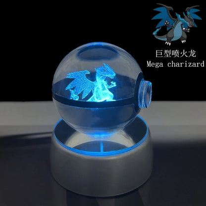 3D Crystal Poké Ball LED Night Light Lamp