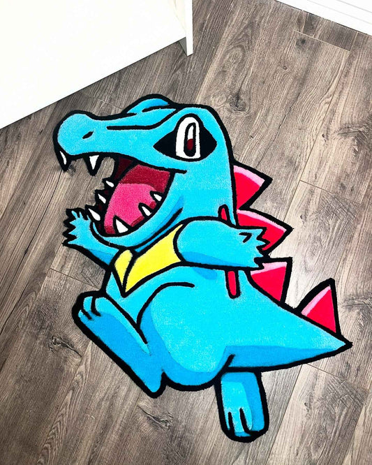 Custom Totodile Tufted Rug – Pokémon Water Starter rug